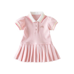 Dave&Bella Summer Toddler Girls Cartoon College-style Princess Dress