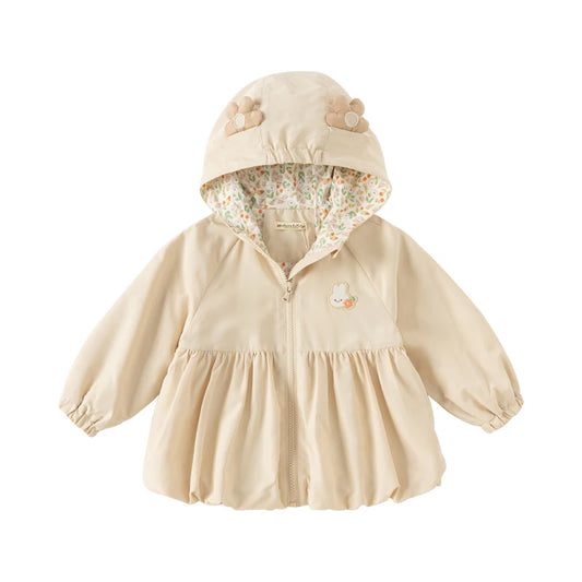 Dave&Bella Girls Spring/Autumn khaki Hooded Trench Jacket