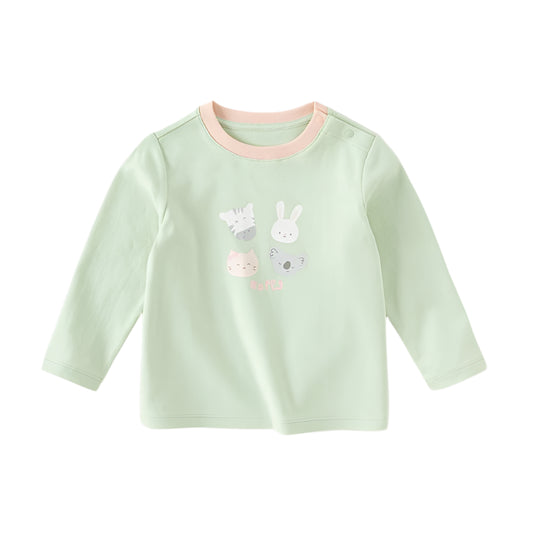 Dave&Bella Girls/Boys Spring Animal Print Cartoon T-shirt Tops