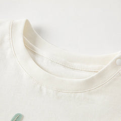 Dave&Bella Summer Toddler Boys Leaf Print White Two-Piece Sets