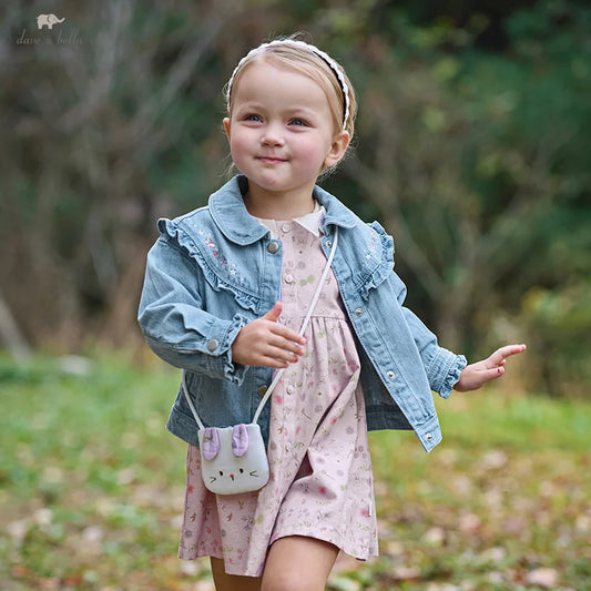 Dave&Bella Toddler Girls Spring Cotton Floral Print Dress(wallet bag)