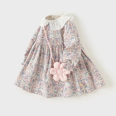 Dave&Bella Toddler Girls Spring Princess Floral Dress(wallet bag)