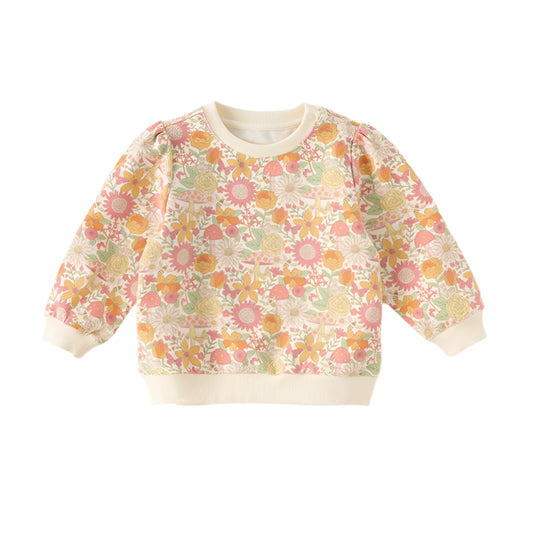 Dave&Bella Kids Girls Spring Floral Pullover Sweatshirt Tops