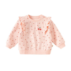 Dave&Bella Girls Spring Adorable Pink Floral Printed Sweatshirt Tops