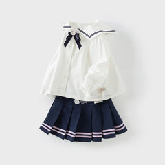 Dave&Bella Girls Spring White Pleated Skirt Set