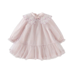 Dave&Bella Toddler Girls Cute Mesh Embroidery Princess Party Dress