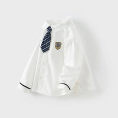 Dave&Bella Kids Boy Formal Cotton Shirts with Ties