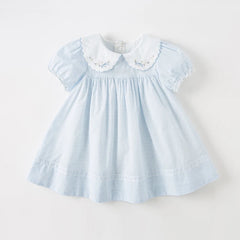 Dave&Bella Girls Summer Blue Breathable Cotton Princess Dress
