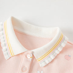 Dave&Bella Summer Girls Bubble Sleeve Cotton Polo Shirt Top