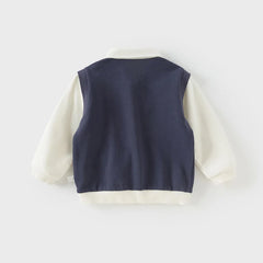 Dave&Bella Toddler Boys Navy Blue Fake Two Piece Knit Pullover Polos T-Shirt Tops