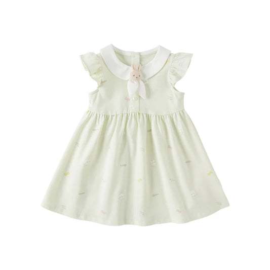 Dave&Bella Summer Girls Rabbit Bow Green Floral Dress