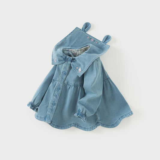 Dave&Bella Children Girls Spring/Autumn Denim Rabbit Ears Collar Jacket