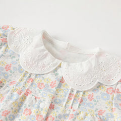 Dave&Bella Bay Girls Sweet Cotton Floral Print Rompers Jumpsuit