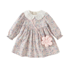 Dave&Bella Toddler Girls Spring Princess Floral Dress(wallet bag)