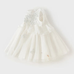 Dave&Bella Summer Toddler Girls White Sleeveless Mesh Princess Dress