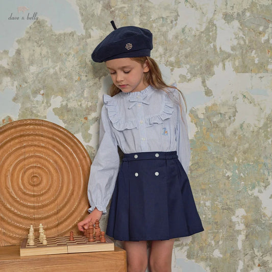 Dave&Bella Girls Spring Cotton Striped Gentle Blouse Shirt Tops