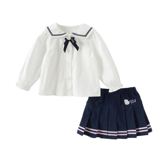Dave&Bella Girls Spring White Pleated Skirt Set
