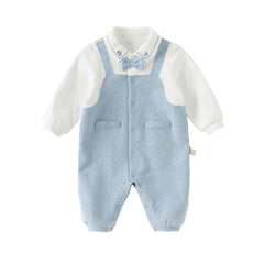 Dave&Bella Baby Boys Autumn Cotton Blue Indoor Romper
