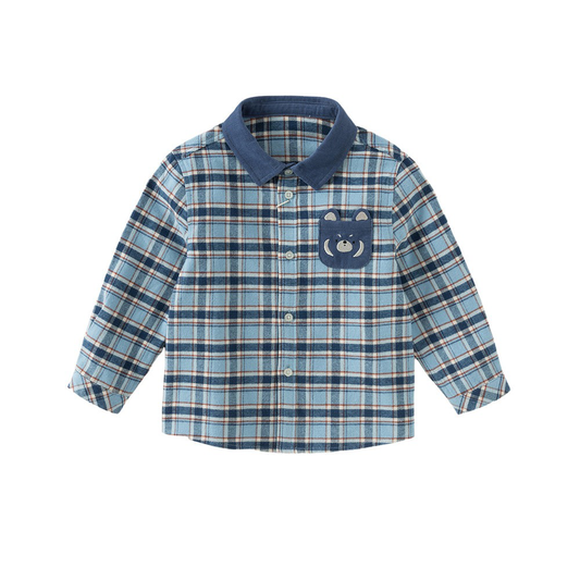 Dave&Bella Boys Autumn Cotton Formal Blue Plaid Shirt Top