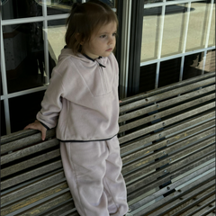 Dave&Bella Kids Girls/Boys Autumn Pink/Grey Cozy Fleece Hooded Coat Pant Suits Set