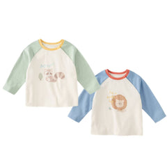 Dave&Bella Toddler Girls/Boys Cotton Long Sleeve Cartoon Print T-Shirts