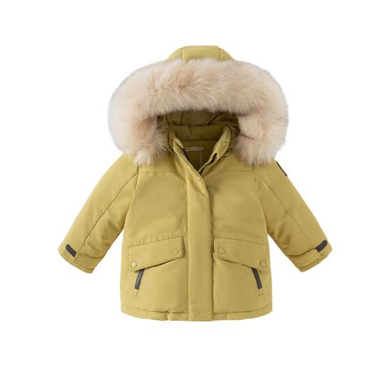 Dave&Bella Kids Girls/Boys Winter Outdoor Waterproof Fur-trimed Hooded Cozy Down Coats