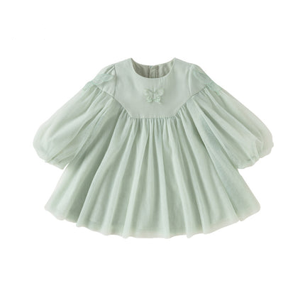 Dave&Bella Toddler Girls Spring Green Mesh Cute Party Dress