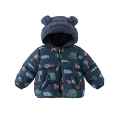 Dave&Bella Toddler Girls/Boys Winter Versatile Print Windproof Outwear Hooded Down Coats