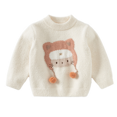 Dave&Bella Toddler Girls/Boys Autumn Cartoon Print Playful Chenille Sweater Tops