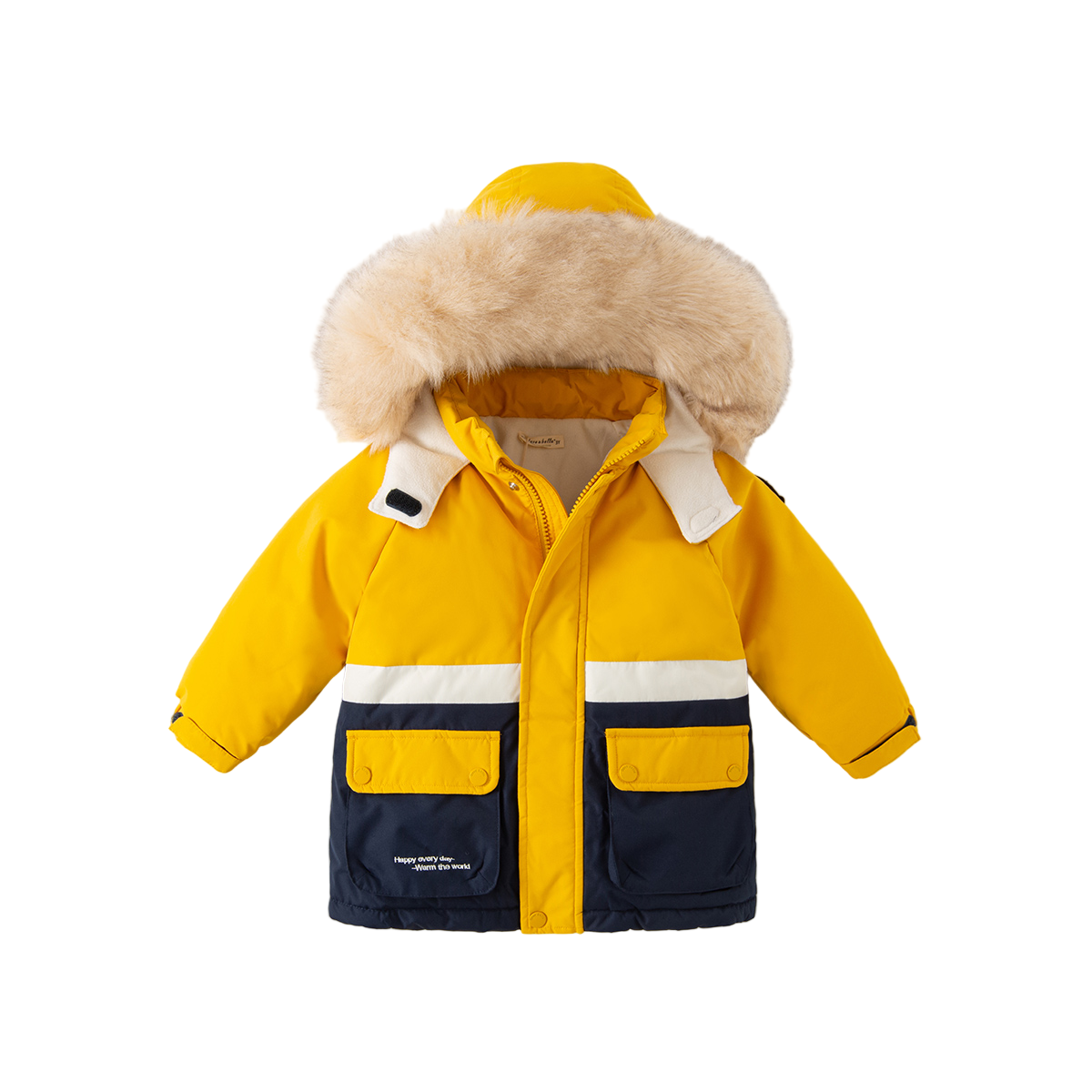 Dave&Bella Toddler Girls/Boys Winter Outdoor Outwear Soft Fur-trim Down Jacket