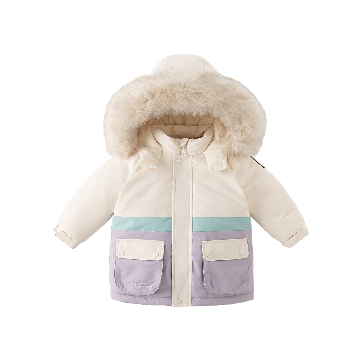 Dave&Bella Toddler Girls/Boys Winter Outdoor Outwear Soft Fur-trim Down Jacket