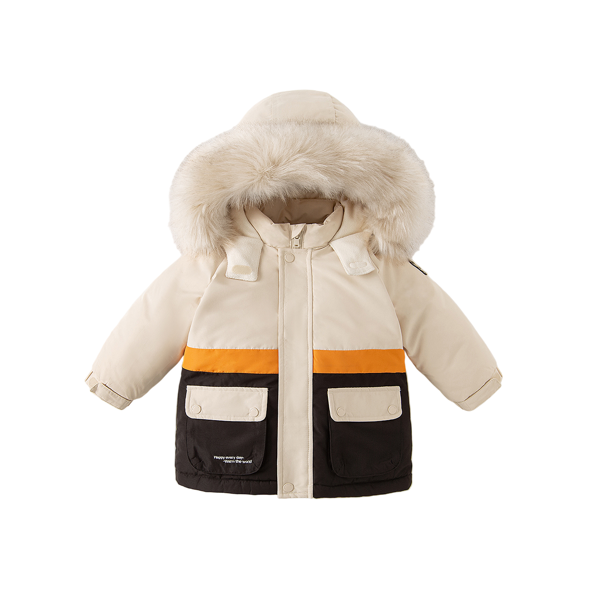 Dave&Bella Toddler Girls/Boys Winter Outdoor Outwear Soft Fur-trim Down Jacket