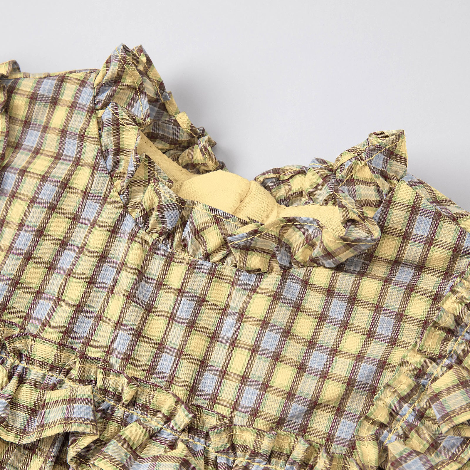 Dave&Bella Toddler Girls Cotton Yellow Green Plaid Fashion A-line Dress