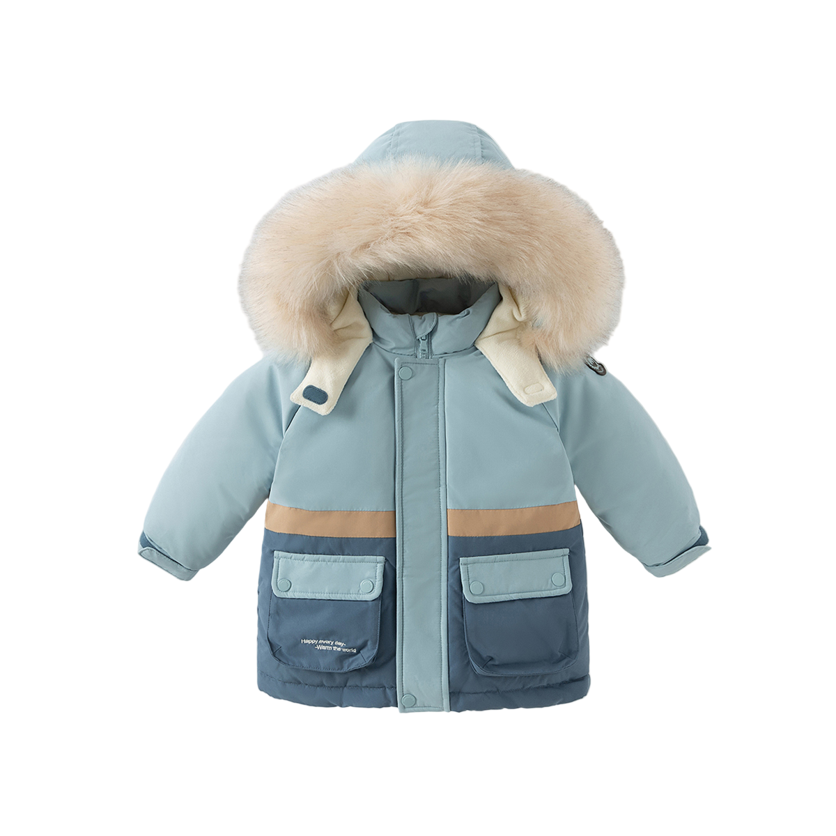 Dave&Bella Toddler Girls/Boys Winter Outdoor Outwear Soft Fur-trim Down Jacket