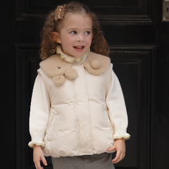 Dave&Bella Toddler Girls Winter Versatile White Windproof Outdoor Down Vests Tops