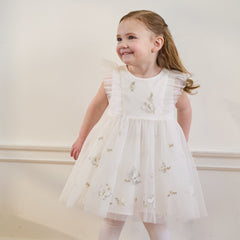 Dave&Bella Toddler Girls Summer Adorable Flutter Sleeve Butterfly Mesh Princess Dress