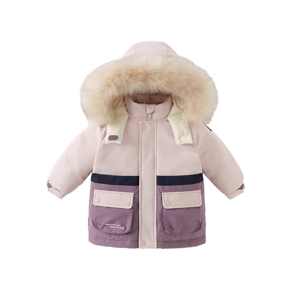 Dave&Bella Toddler Girls/Boys Winter Outdoor Outwear Soft Fur-trim Down Jacket