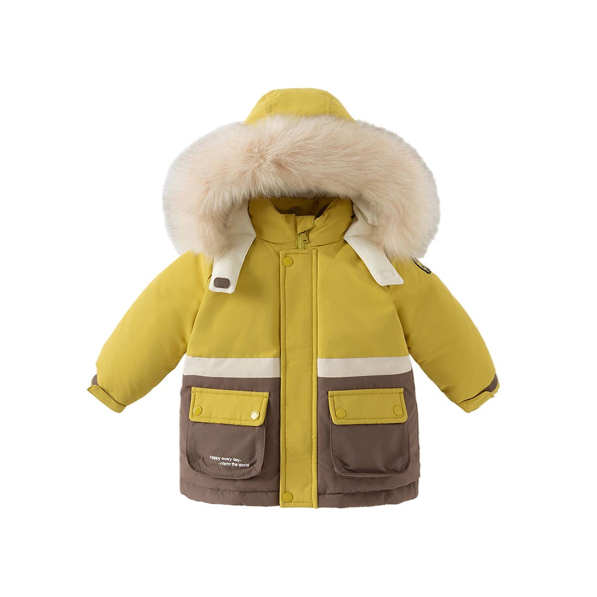 Dave&Bella Toddler Girls/Boys Winter Outdoor Outwear Soft Fur-trim Down Jacket