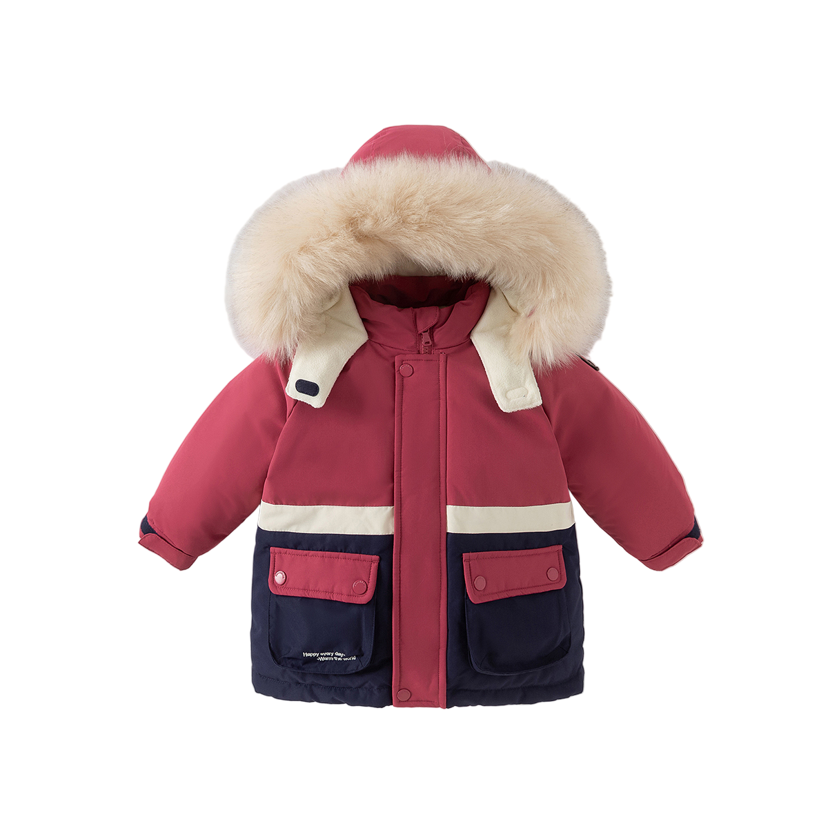 Dave&Bella Toddler Girls/Boys Winter Outdoor Outwear Soft Fur-trim Down Jacket