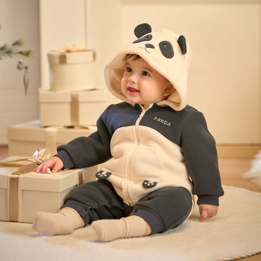 Dave&Bella Baby Girls/Boys Autumn Zoo Series Soft Fleece One-Pieces Romper
