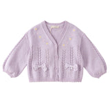Dave&Bella Toddler Girls Purple Breathable Cotton Casual Knit Cardigans