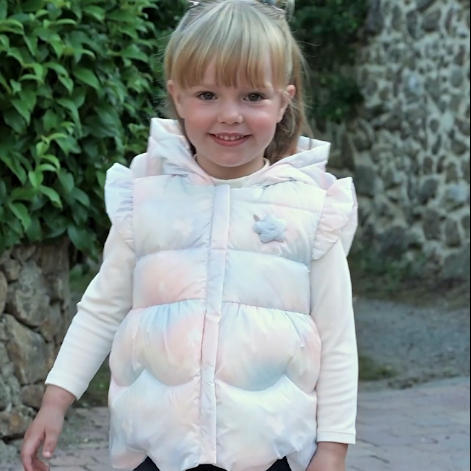 Dave&Bella Toddler Girls Autumn/Winter Adorable Gradient Hooded Waterproof Down Vests