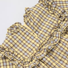 Dave&Bella Toddler Girls Autumn Cotton Yellow Green Plaid Fashion A-line Dress