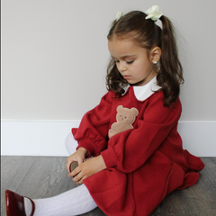 Dave&Bella Toddler Girls Autumn Red Cute Bear A-line Dress