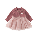 Dave&Bella Toddler Girls Purple Pink Noble Mesh Birthday Dress