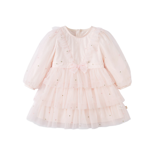 Dave&Bella Toddler Girls Autumn Sweet Pink Layered Mesh Princess Dress