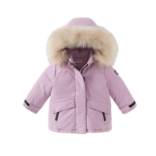 Dave&Bella Kids Girls/Boys Winter Outdoor Waterproof Fur-trimed Hooded Cozy Down Coats