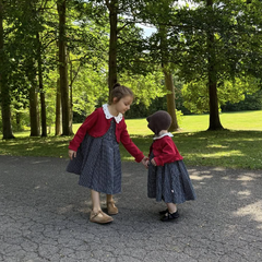 Dave&Bella Toddler Girls Autumn Red Versatile  A-line Princess Dress