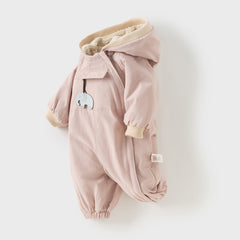Dave&Bella Baby Girls/Boys Winter Cute Indoor Warm Hooded One-Piece Romper