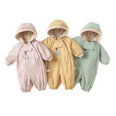 Dave&Bella Baby Girls/Boys Winter Cute Indoor Warm Hooded One-Piece Romper